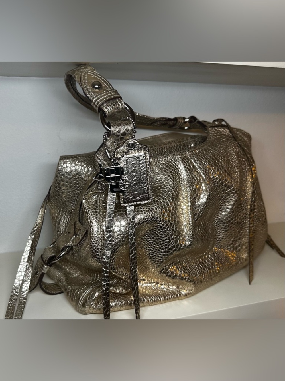 COACH Maggie Metallic Gold Shoulder Bag